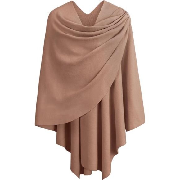 Womens Large Cross Front Poncho Sweater 1-tuscan Tan